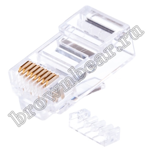Разъём RJ-45 (8P8C) со вставкой, вилка под витую пару 6 категории  TP6-8P8C-S2
