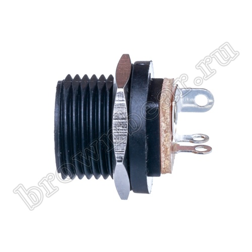 Разъем питания штырьковый DC гнездо 2.5 х 5.5 мм, на приборный блок под гайку DJK-03B фото 5