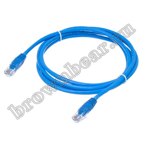 Патч-корд UTP RJ-45, категория 5e, литой, 2 метра, синий 