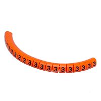 Маркер кабельный цифра 3 (кольцо) для провода d=3.0-4.2 мм, оранжевый, упаковка 20 шт.