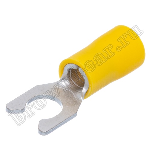 Клемма вилочная обжимная тип "U" 5.3 мм на провод 4.0 - 6.0 мм² с защелкой, изолированная, кратно 100шт. TYLI-5.5-5