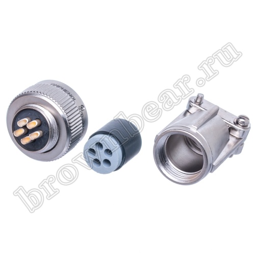 Разъем Amphenol серии 97B, ACA-B, 5 контактов, розетка на кабель, тип 14S, байонет 97B3106F-14S-5S(A23) фото 5