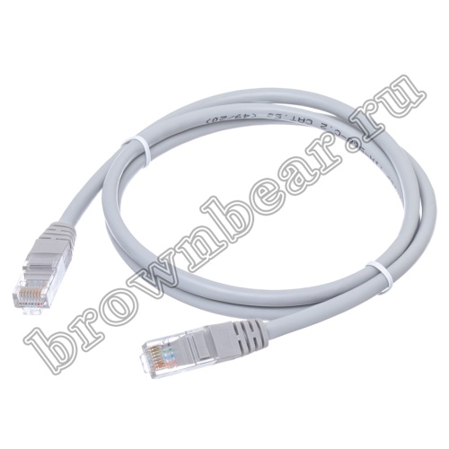 Патч-корд UTP RJ-45, категория 5e, литой, 1 метр, серый 