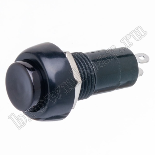 Кнопка с фиксацией, круглая на блок, НР, 220В, черная PSW-6FM-B