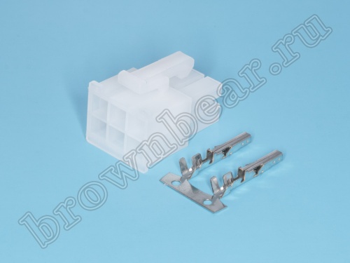 Разъем питания Mini-Fit 6 контактов, гнездо на кабель, шаг 4,2мм MF-6F фото 3