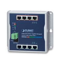 WGS-804HPT Промышленный настенный управляемый L2+ коммутатор Planet, 4 порта PoE 1Гбит/с, 4 порта 1Гбит/с