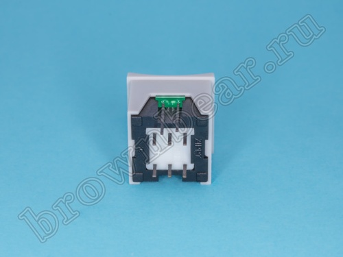 Кнопка мини с фиксацией, зеленая в сером корпусе с зеленым индикатором PSM2-1-E-G-E   фото 6