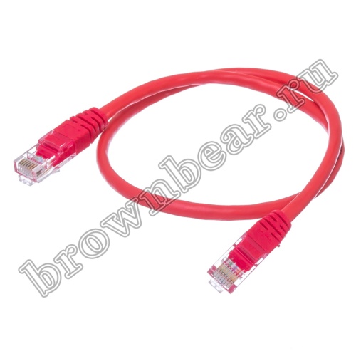 Патч-корд UTP RJ-45, категория 5e, литой, 0.5 метра, красный 
