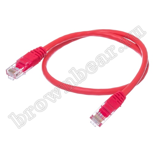 Патч-корд UTP RJ-45, категория 5e, литой, 0.5 метра, красный 