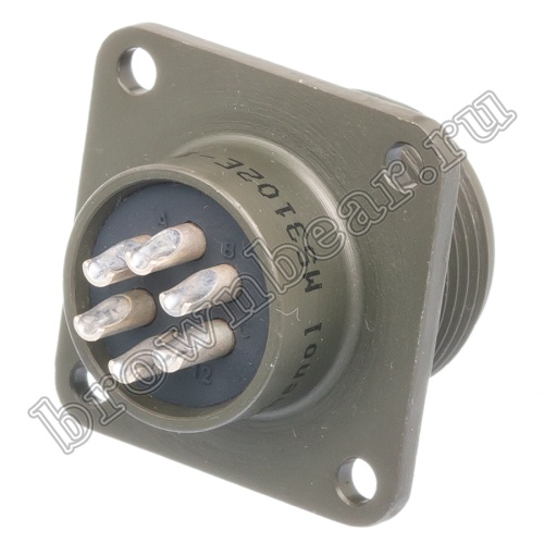 Разъём Amphenol серии MS, 6 контактов, розетка на блок, тип 14S. резьбовой MS3102E-14S-6S фото 5