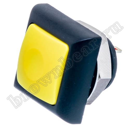 Кнопка влагозащищенная IP67 без фиксации, квадратная на блок, НР, желтая PSW-8-Y