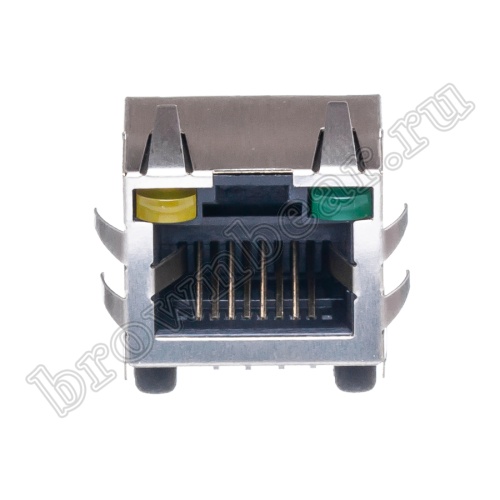 Разъём RJ-45 гнездо на плату, 8P8C, 2 светодиода (желтый-зеленый), экранированный, тип 18 TJ18-L8P8C-4 фото 7