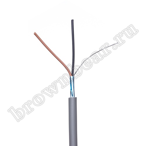Кабель сигнальный коммуникационный 2 провода, 24AWG, бухта 50м, экранированный, серый SIN YU