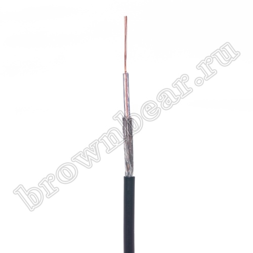 Кабель коаксиальный, 50 Ом, бухта 100 м, черный  