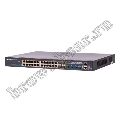 SGS-6341-24P4X Управляемый L3 стекируемый PoE коммутатор Planet, 24 портa 1Гбит/с, 4 порта 10Гбит/с SFP+