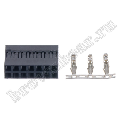 Разъем 2х7 гнездо на кабель, шаг 2.54мм, с контактами фото 5