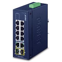 IFGS-1022TF Промышленный коммутатор Planet, 8 портов 100Мбит/с, 2 комбо порта TP/SFP 1Гбит/с