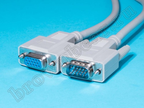 Кабель (шнур) для монитора VGA HD D-SUB 15 гнездо - HD D-SUB 15 вилка 1.8м