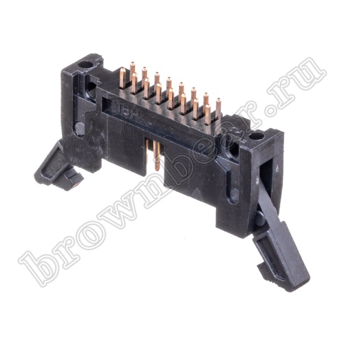 Разъем IDC 2х8 вилка на плату, шаг 2.54мм, с защелками SCM-16 фото 7