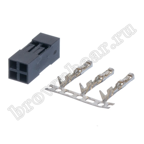 Разъем 2х2 гнездо на кабель, шаг 2.54мм, с контактами фото 4