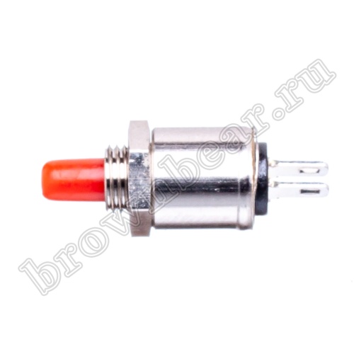 Кнопка без фиксации в металлическом корпусе, 2.8 мм круглая на блок, НР, 220В, красная PSW-4-R фото 2