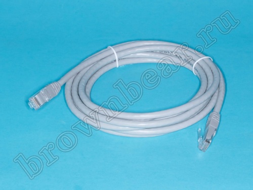 Патч-корд UTP RJ-45, категория 6, литой, 3 метра, серый 