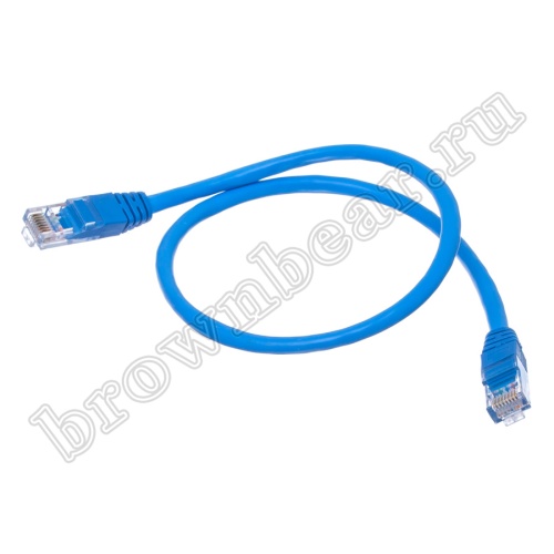Патч-корд UTP RJ-45, категория 5e, литой, 1 метр, синий 