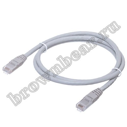 Патч-корд UTP RJ-45, категория 6, литой, 1 метр, серый 