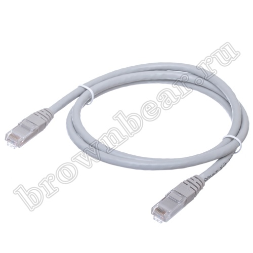 Патч-корд UTP RJ-45, категория 6, литой, 1 метр, серый 