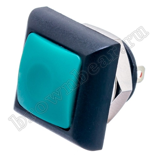 Кнопка влагозащищенная IP67 без фиксации, квадратная на блок, НР, зеленая PSW-8-E