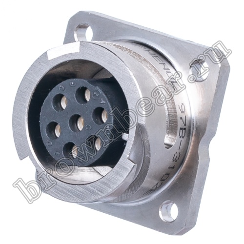 Разъем Amphenol серии 97B, ACA-B, 7 контактов, розетка на блок, байонет 97B3102E-16S-1S(A23)