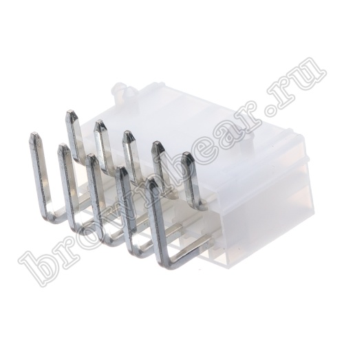 Разъем питания Mini-Fit 10 контактов, вилка на плату, прямой угол, с фиксатором, шаг 4,2мм MF-10MRA фото 5
