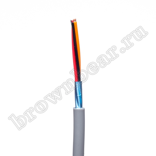 Кабель сигнальный коммуникационный 4 провода, 24AWG, бухта 50м, экранированный, серый SIN YU фото 2