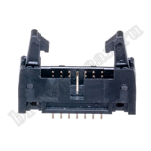 Разъем IDC 2х7 вилка на плату, шаг 2.54мм, с защелками SCM-14 фото 9