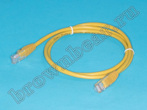 Патч-корд UTP RJ-45, категория 5e, литой, 1 метр, желтый 