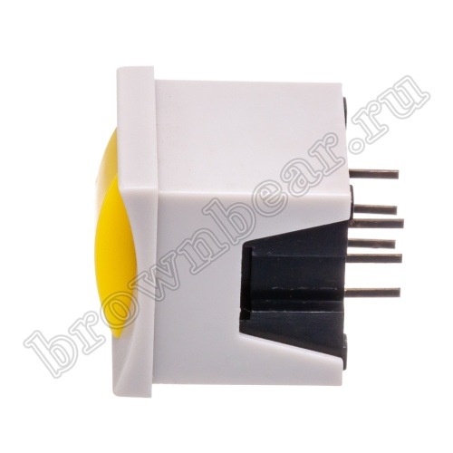 Кнопка мини без фиксации, желтая в сером корпусе PSM2-0-Y-G   фото 2