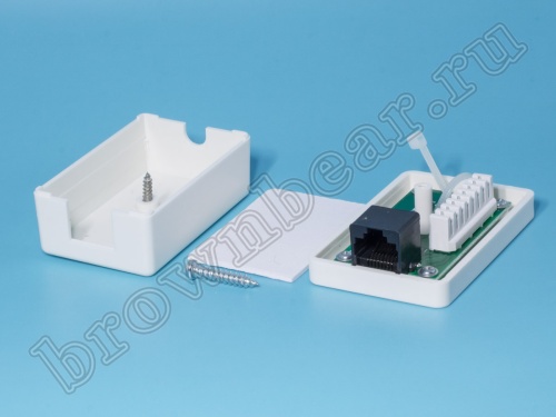 Розетка компьютерная накладная одинарная RJ-45 категория 5е, универсальная, белая  фото 3