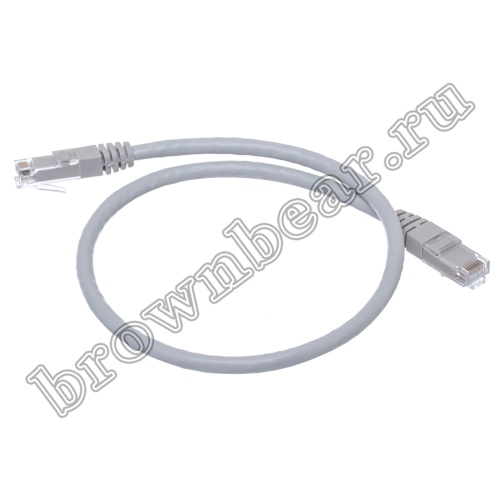 Патч-корд UTP RJ-45, категория 6, литой, 0.5 метра, серый 