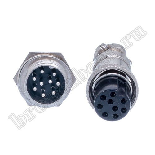 Разъем M16 9 контактов розетка на кабель, вилка на блок, тип GX16, комплект AC-M16-9 фото 6