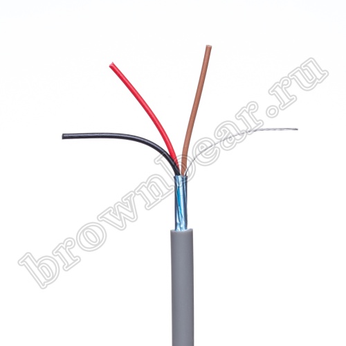 Кабель сигнальный коммуникационный 3 провода, 26AWG, бухта 50м, экранированный, серый SIN YU