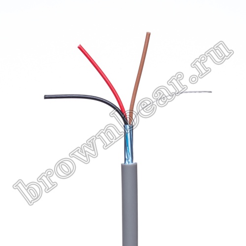 Кабель сигнальный коммуникационный 3 провода, 26AWG, бухта 50м, экранированный, серый SIN YU