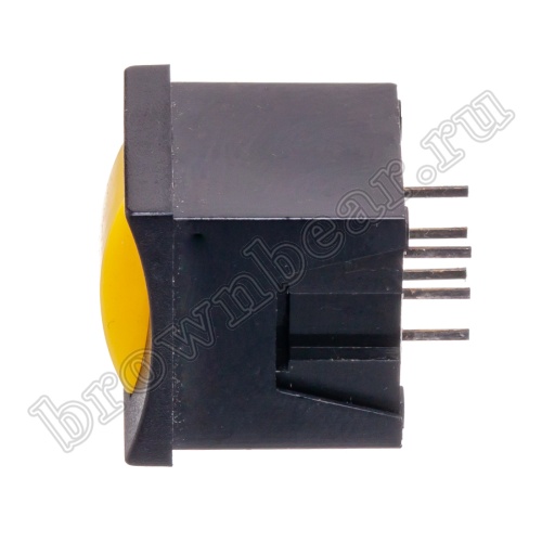 Кнопка мини с фиксацией, желтая в черном корпусе PSM2-1-Y-B  фото 2