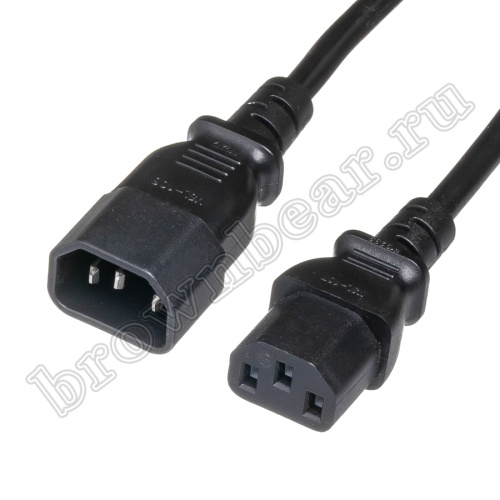 Кабель (шнур) питания 220В IEC320, C13 - C14, ИБП-системный блок, черный, 10А (3x0.75мм²), 1.8 метра фото 2