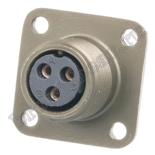 Разъём Amphenol серии MS, 3 контакта, розетка на блок, тип 10SL, резьбовой MS3102E-10SL-3S