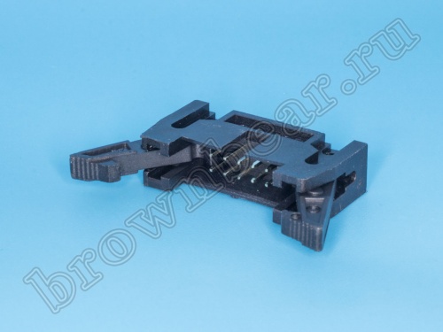 Разъем IDC 2х5 вилка на плату, шаг 2.54мм, с защелками SCM-10