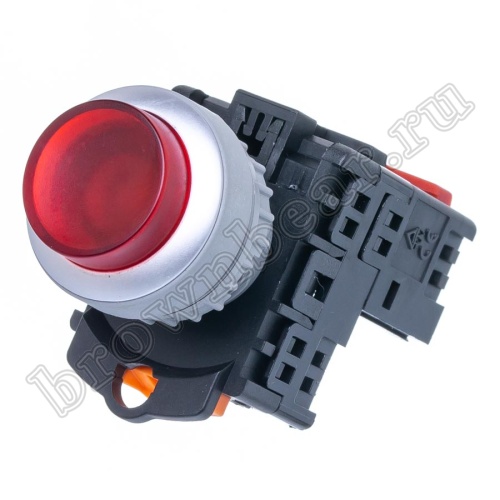 Кнопка управления выступающая, с подсветкой, без фиксации, d 30 мм, НЗ, красная TN2IL2RN-1B