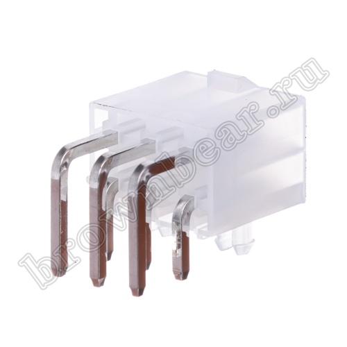 Разъем питания Mini-Fit 6 контактов, вилка на плату, прямой угол, с фиксатором, шаг 4,2мм MF-6MRA фото 5