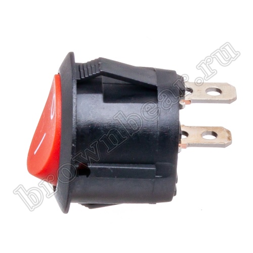 Выключатель клавишный (рокерный) круглый 220В, 2 контакта (on-off), d 20мм, красный SWR-21R фото 3