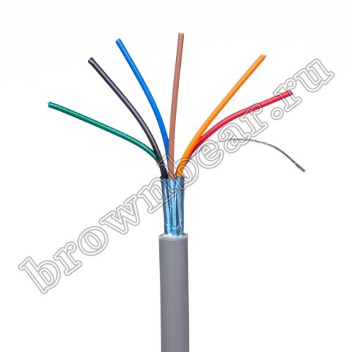 Кабель сигнальный коммуникационный 6 проводов, 26AWG, бухта 50м, экранированный, серый SIN YU