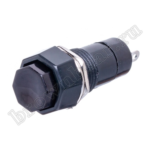 Кнопка с фиксацией, восьмиугольная на блок, НР, 220В, черная PSW-6FA-B